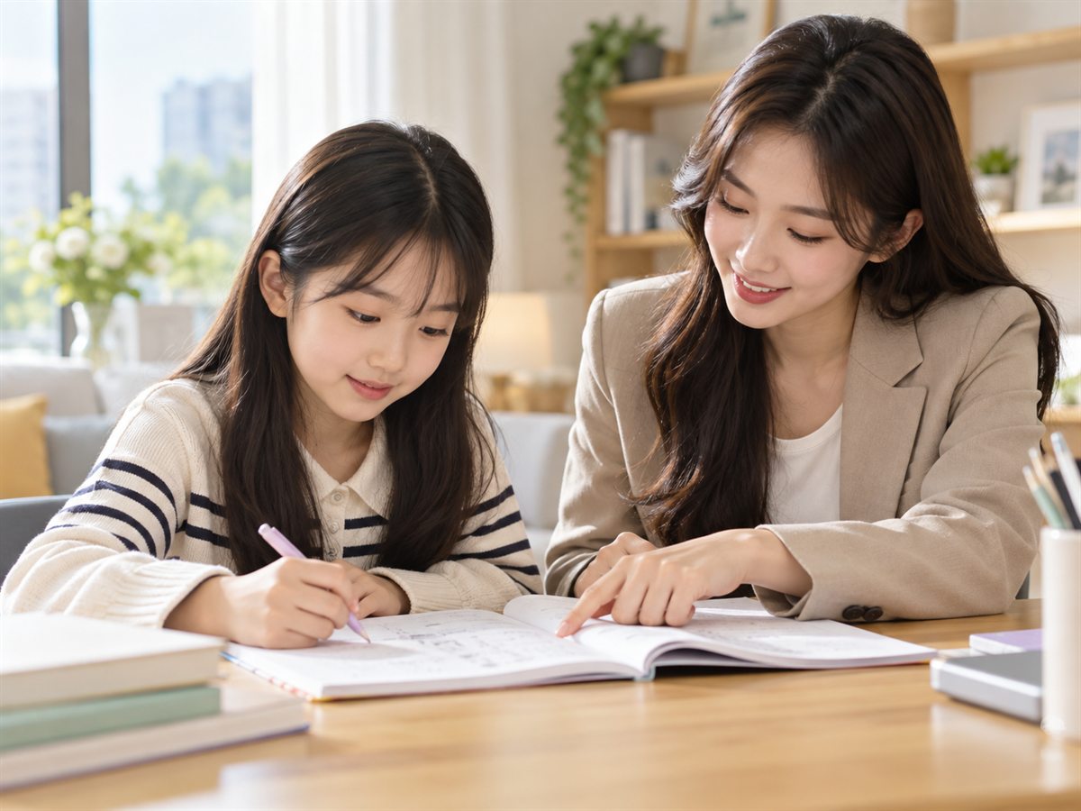 선생님이 학생 옆에서 직접 지도하는 방문과외 수업